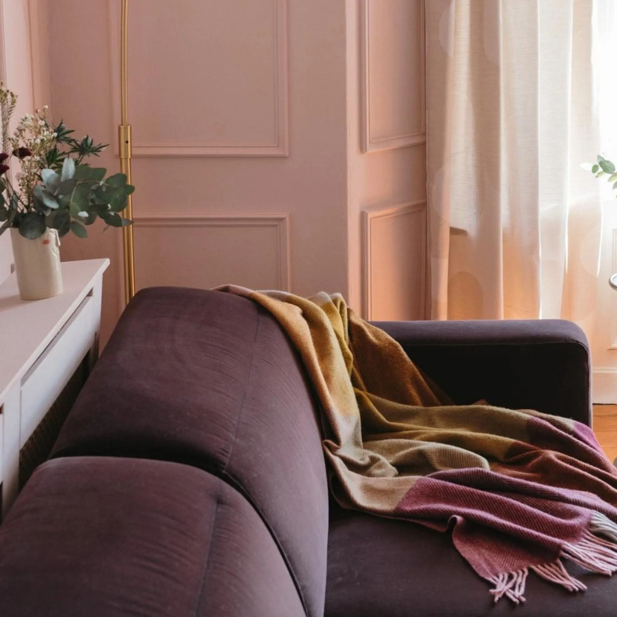 Large Check Blankets in Brushed Wool