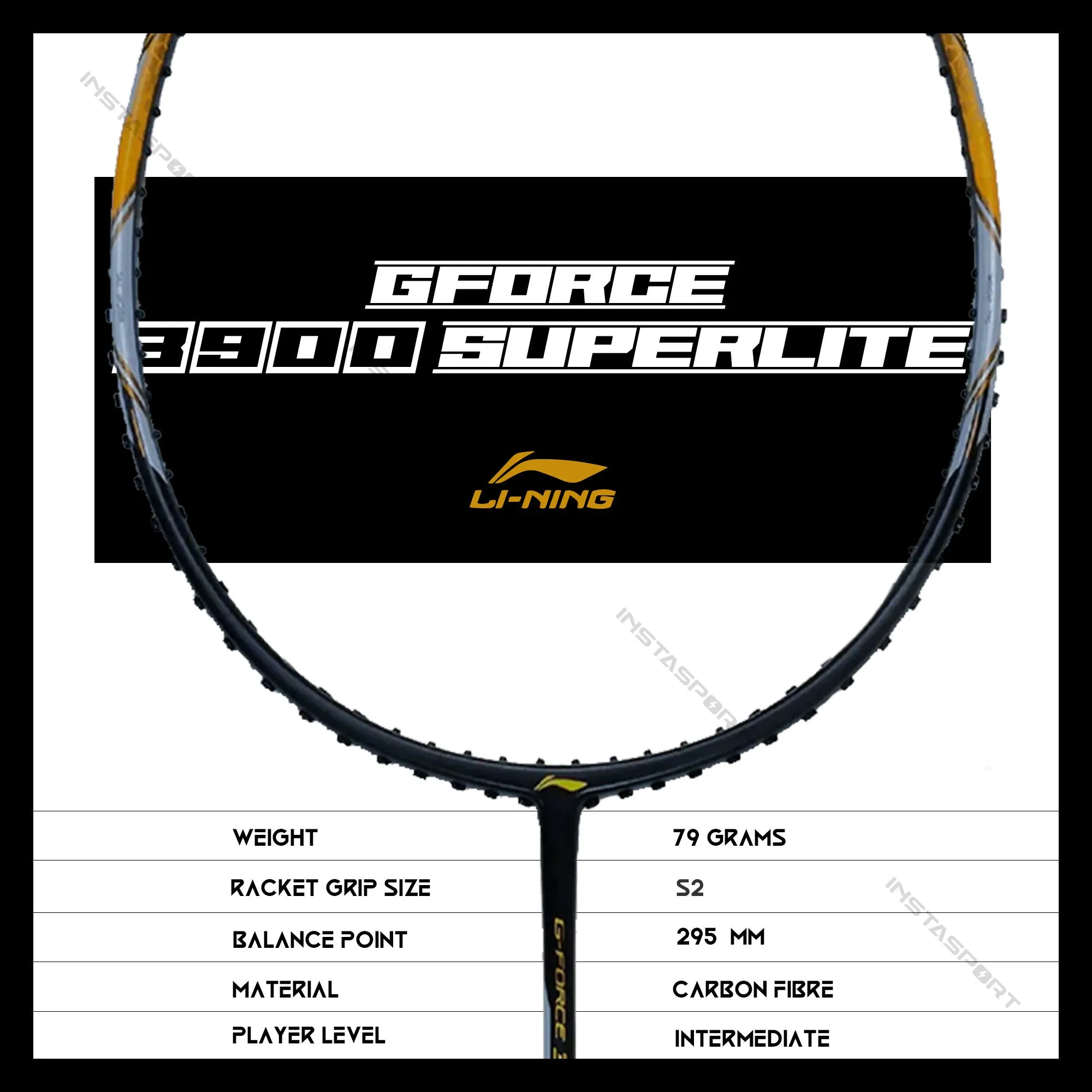 Li-Ning GForce 3900 Superlite Badminton Racket (Black/ Gold)