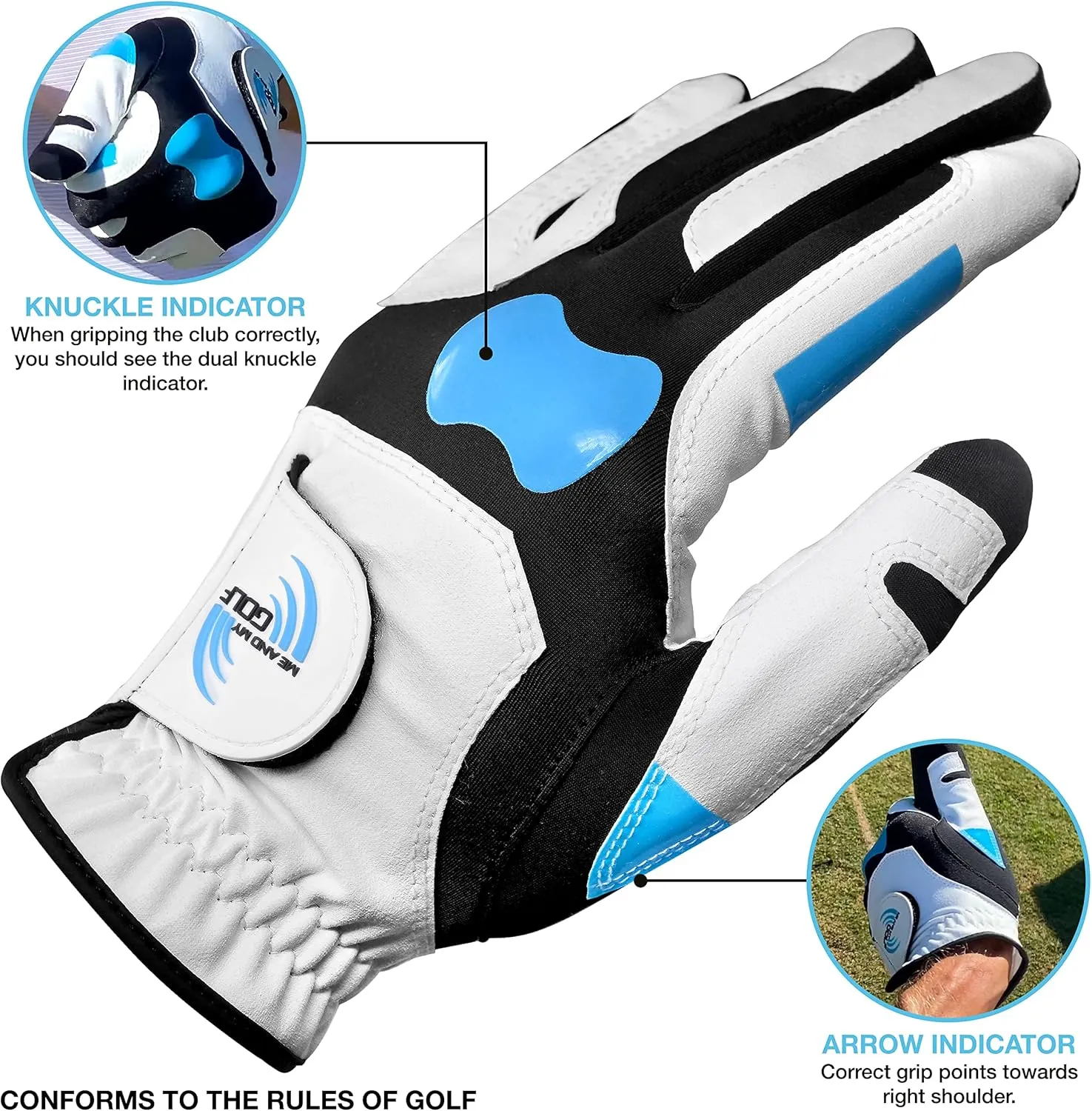ME AND MY GOLF True Grip Training Golf Glove - Perfect Grip Every Swing, Includes Instructional Training Videos, Fix Your Slice and Improve Your Grip, Golf Gloves Men