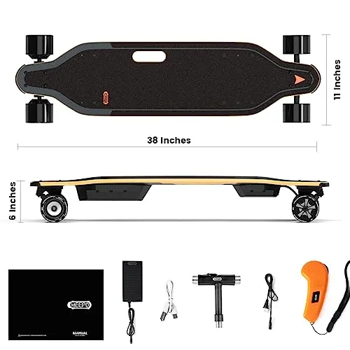 MEEPO V5 ER Electric Skateboard with Remote, Top Speed of 29 Mph, Smooth Braking, Easy Carry Handle Design, Suitable for Adults & Teens Beginners