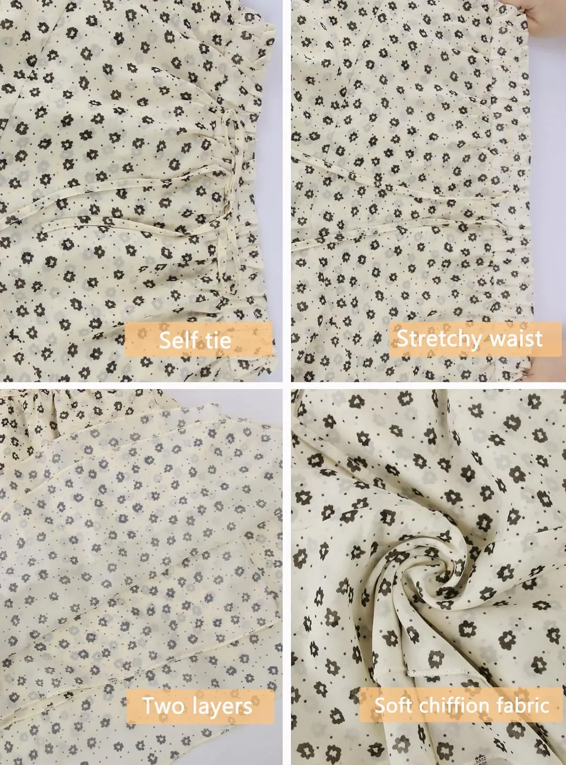 Mini Skirts for Women 2025 Casual Boho Floral Skorts Layered Hem A-Line Tennis Chiffon Shorts