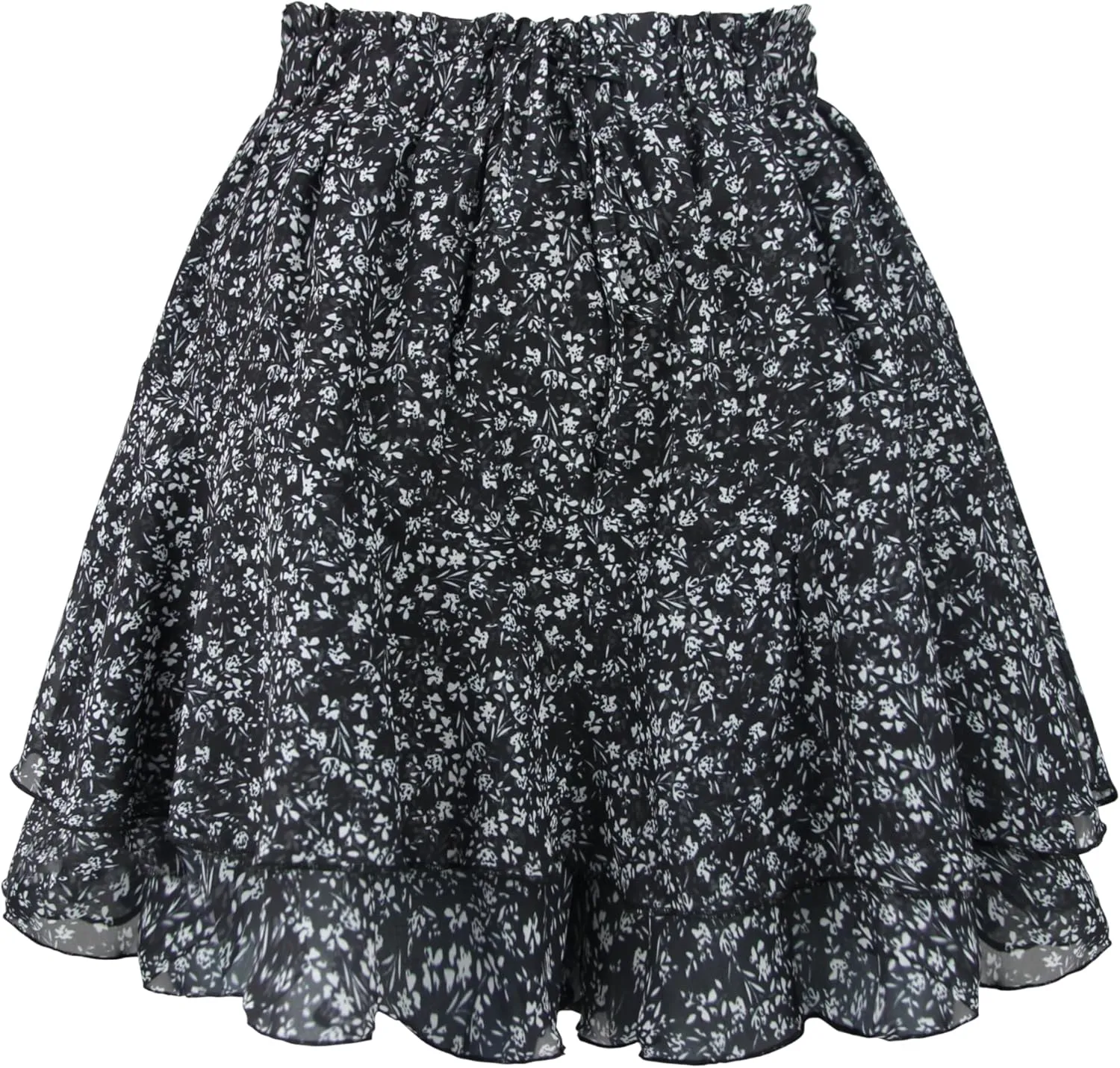 Mini Skirts for Women 2025 Casual Boho Floral Skorts Layered Hem A-Line Tennis Chiffon Shorts