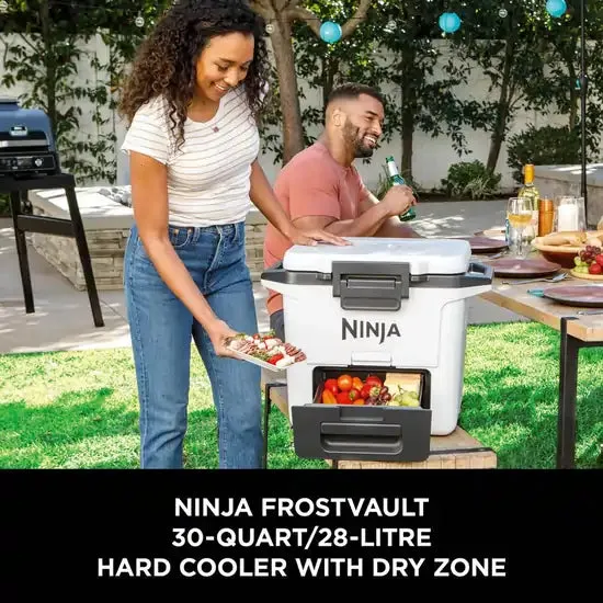 Ninja FB131UKWH FrostVault 30QT/28L Hard Drinks Cooler Box with Dry Zone, Cloud White
