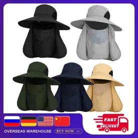 Outdoor UV Protection Sun Hat Fishing Hat with Face Cover and Neck Flap for Men and Women Hiking Climbing Gardening