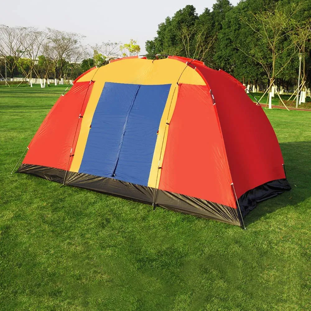 Outdoor Waterproof 8-Person Foldable Camping Tent w/ Carry Bag, Red