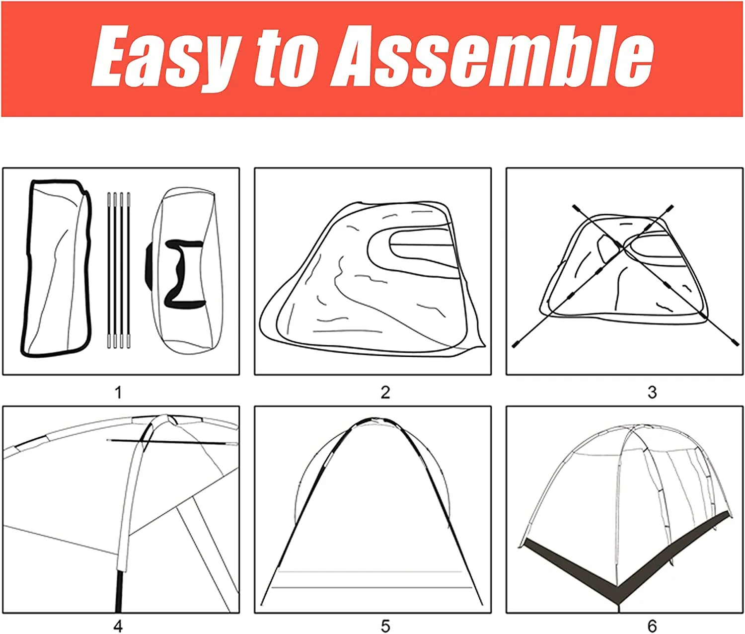 Outdoor Waterproof 8-Person Foldable Camping Tent w/ Carry Bag, Red