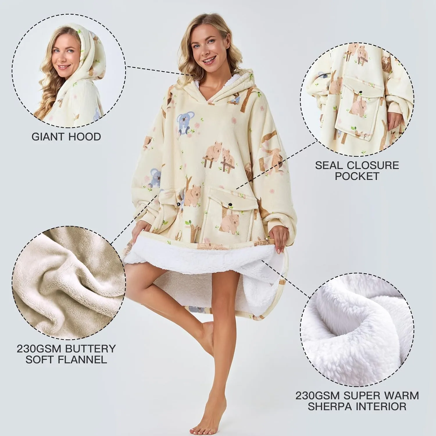 Oversized Wearable Blanket, Big Hooded Blanket Sweater, Hideout Hoodie for Women Teen Girl Sister Gifts
