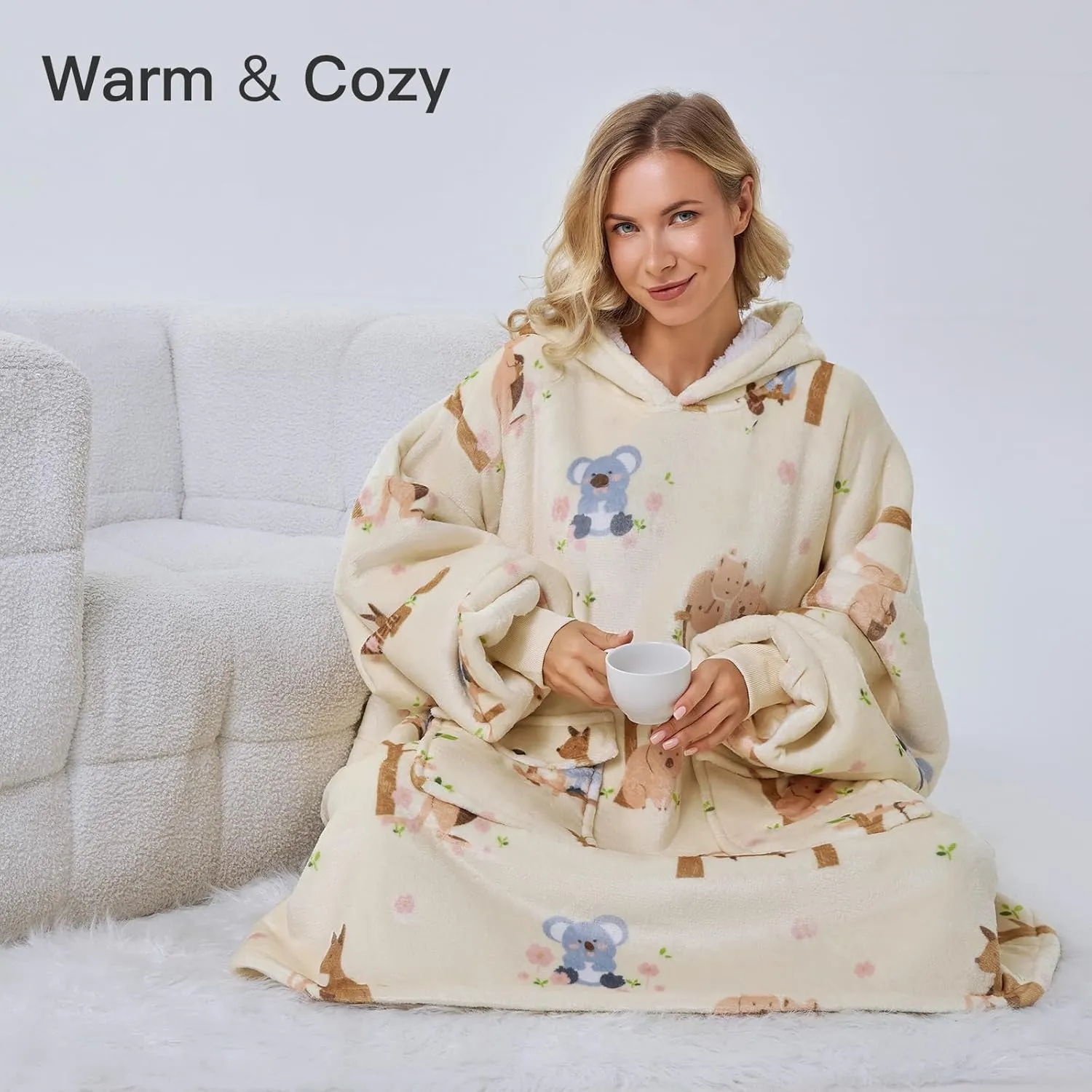 Oversized Wearable Blanket, Big Hooded Blanket Sweater, Hideout Hoodie for Women Teen Girl Sister Gifts