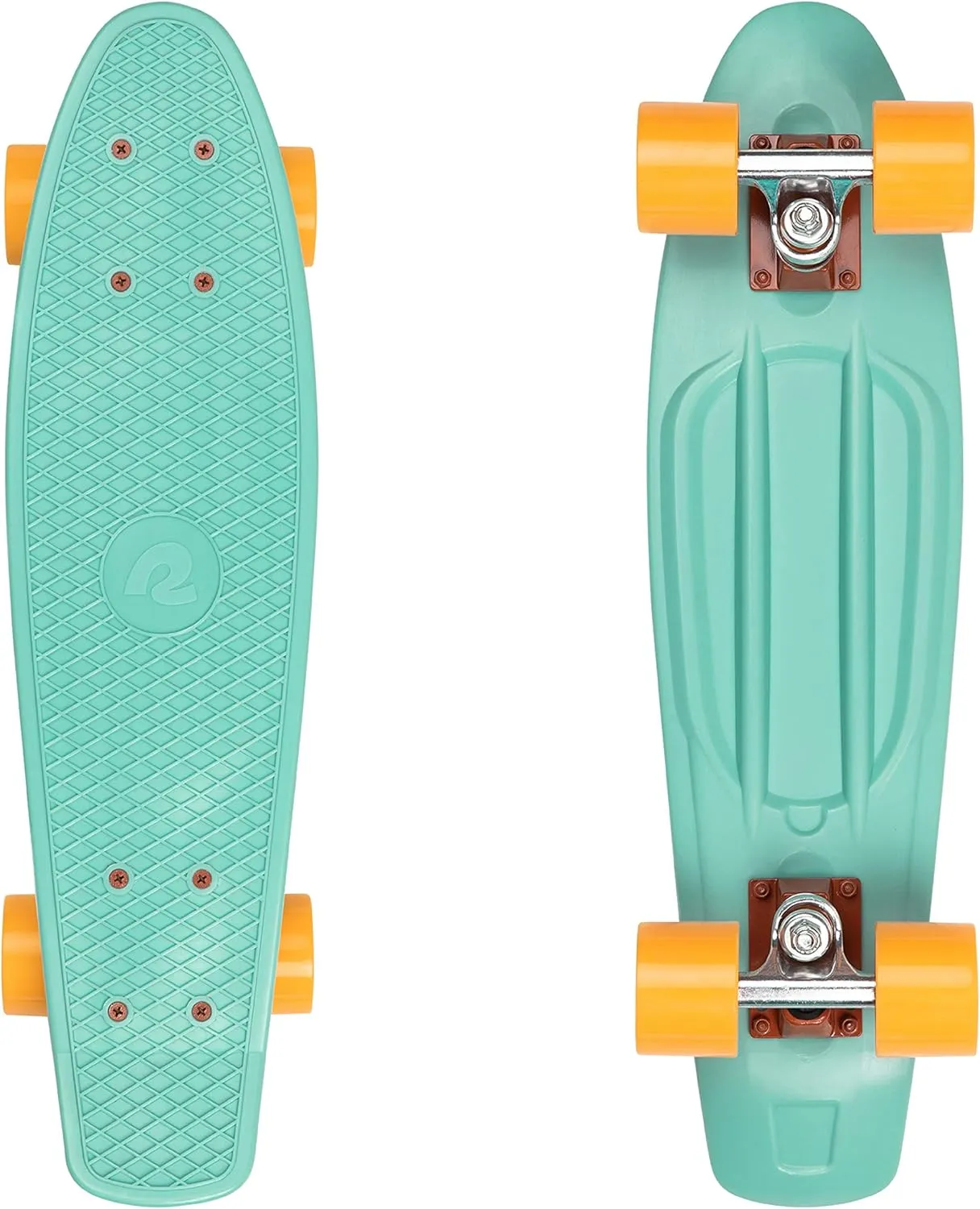 Retrospec Quip Mini Cruiser Skateboard 22.5" Classic Retro Plastic Cruiser Complete Skateboard with ABEC 7 Bearings and PU Wheels Compact Board w/Grippy, Molded Waffle Deck