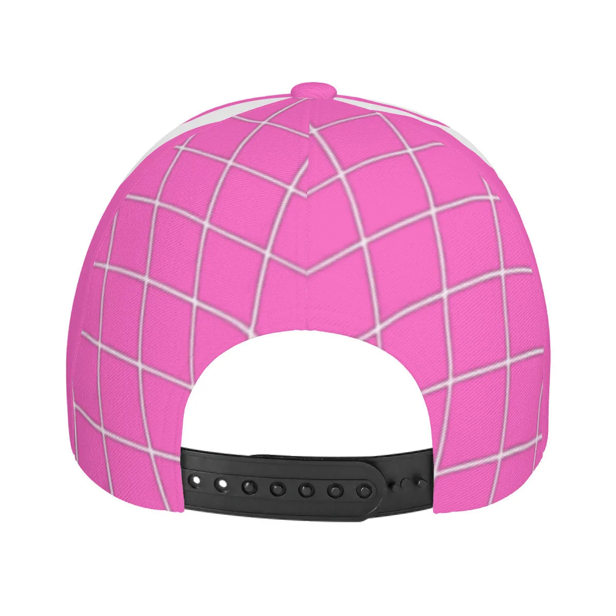 Royalty 24 White Logo, Netting ,Stripes & Pink Curved Brim Baseball Cap (AOP)