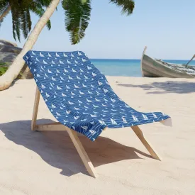 Sailboat Beach Towel with Blue Ocean Waves Design (30"  60")