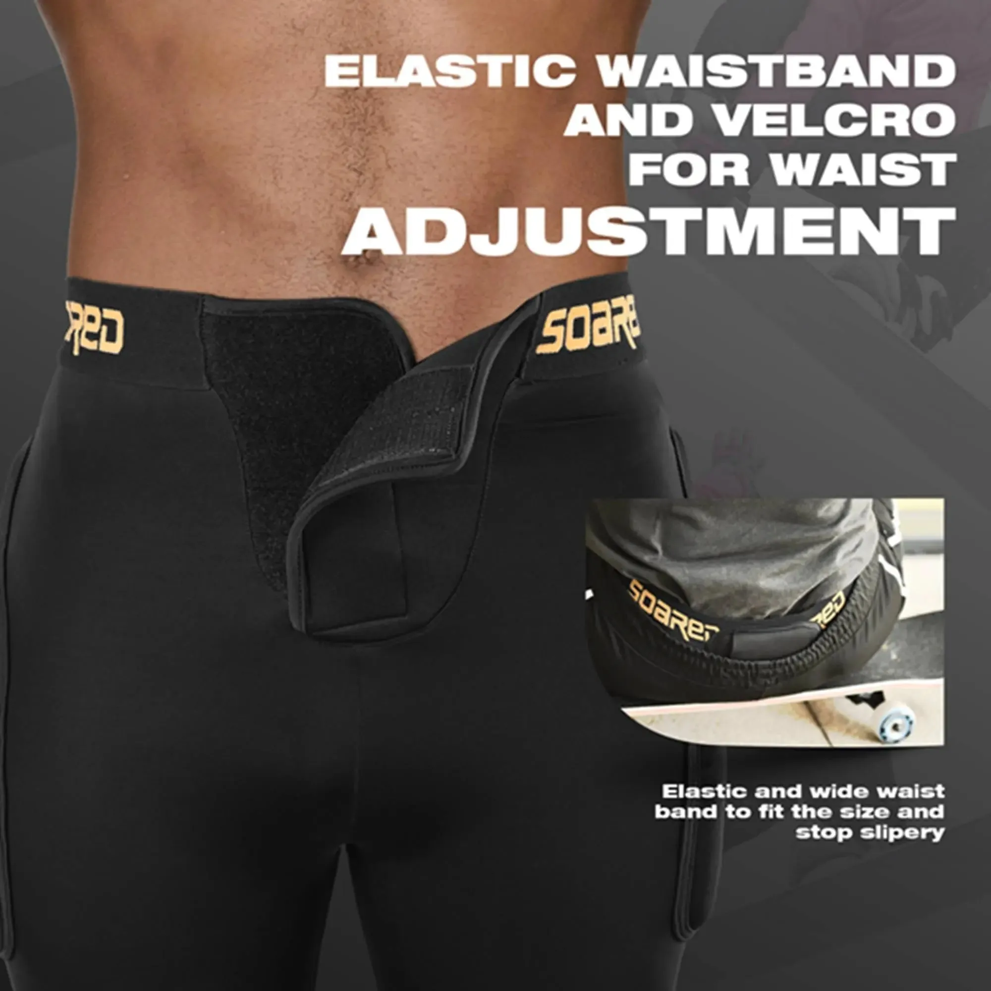 Soared 3D Hip Butt Padded Shorts - Ski, Skateboard, Snowboarding for Men Women