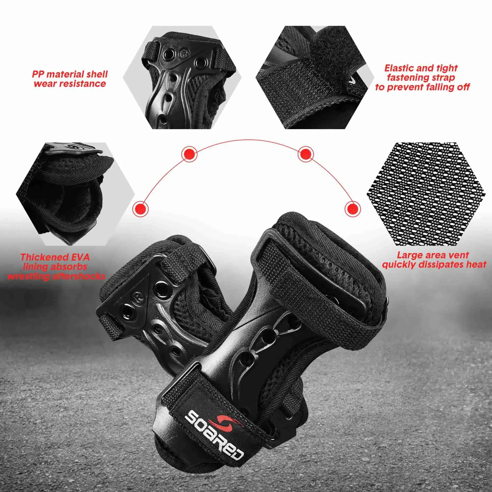 Soared Skating Impact Wrist Guards Protective Gear Gloves for Skateboard Skiing Snowboard