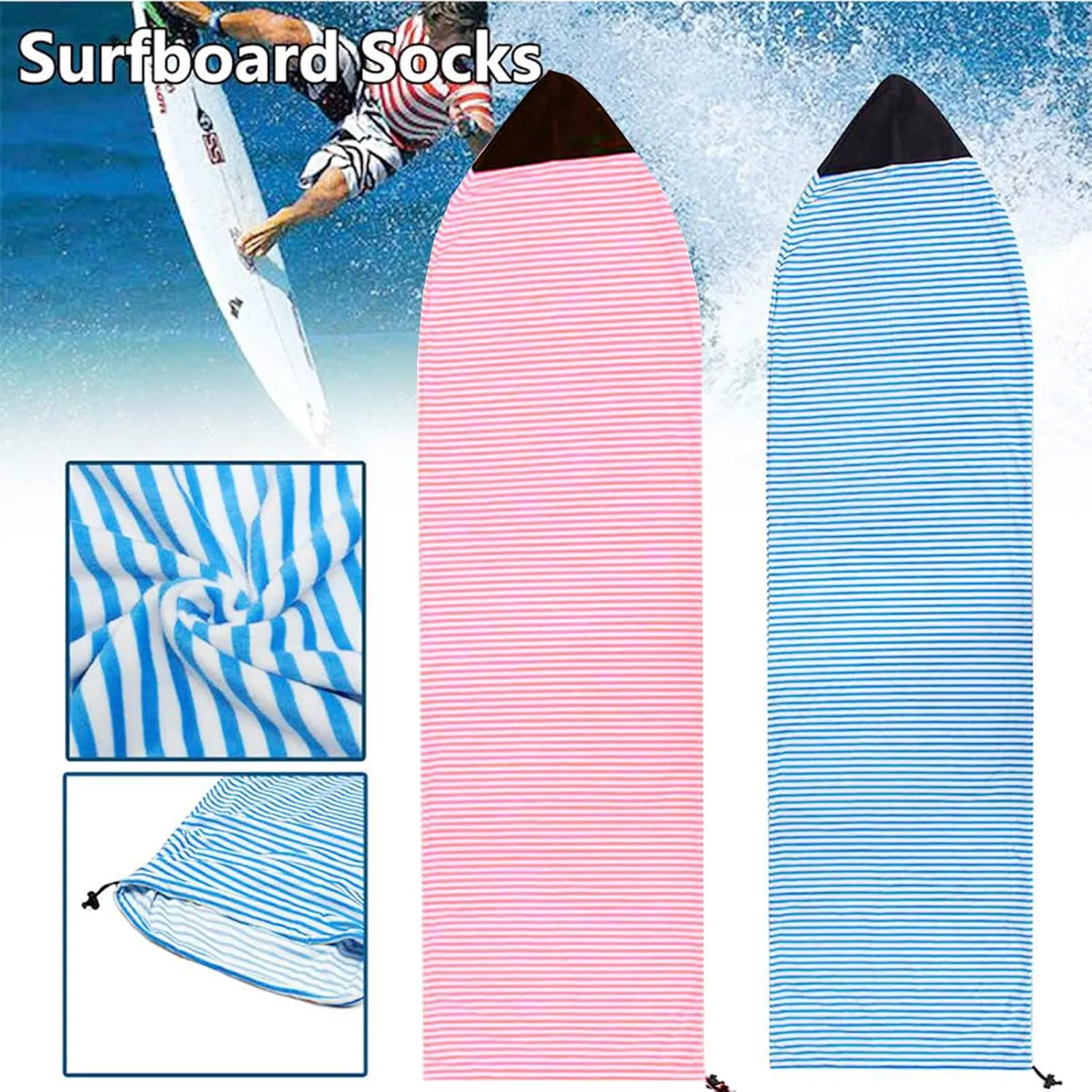 Surf Sock, Surfboard Sock,Paddle Board Cover,Sup Cover,Surfboard Cover, Paddleboard Surf Board Cover, 8ft Quick Dry Stretch Surfboard Bag with Drawstring Closure