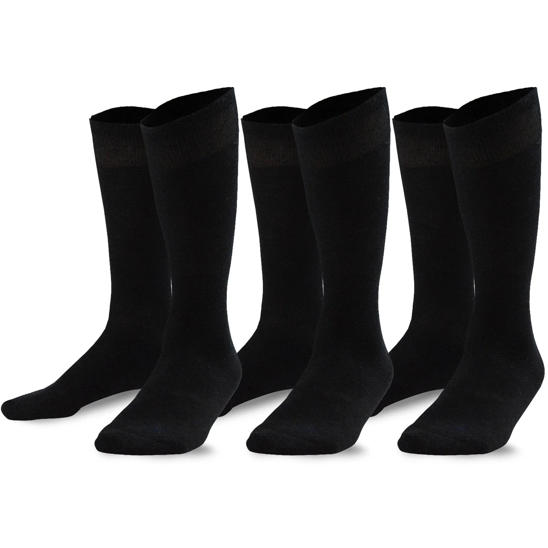TeeHee Socks Unisex Soccer Bamboo Knee High Black 3-Pack (50080)