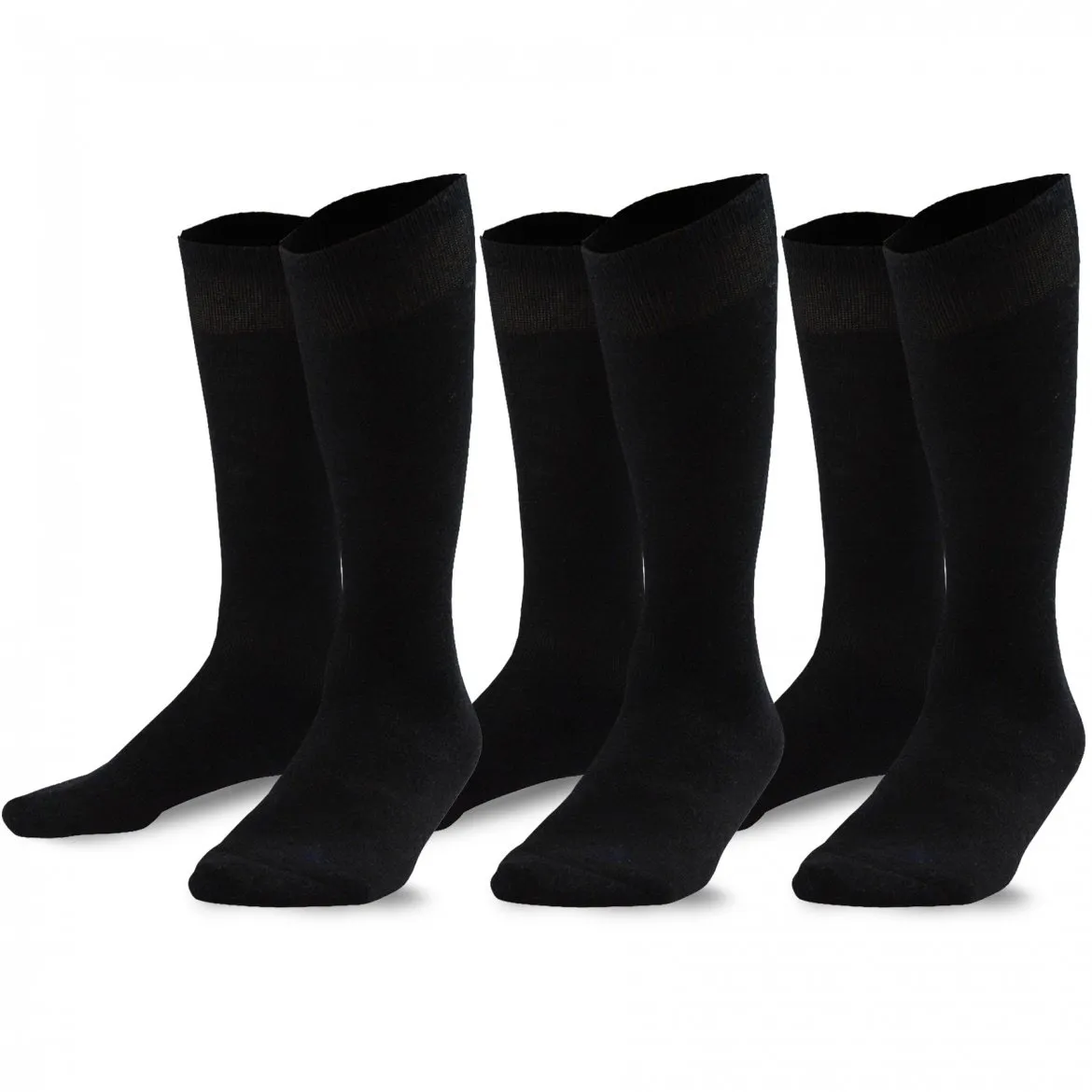 TeeHee Socks Unisex Soccer Bamboo Knee High Black 3-Pack (50080)