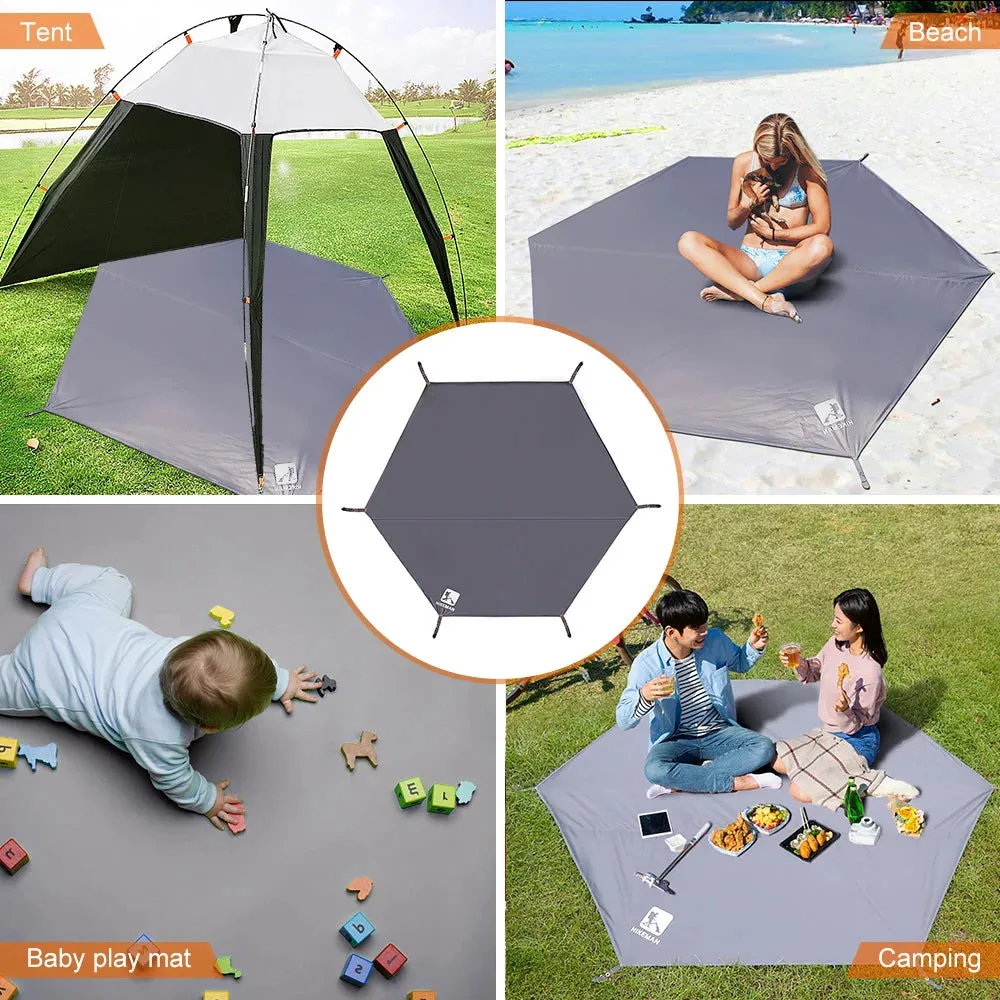 Thicken Picnic Mat Waterproof Camping Tarp Durable Beach Pad Octagonal Tent Mat Sun Canopy Ground Sheet for Hiking Travel Beach