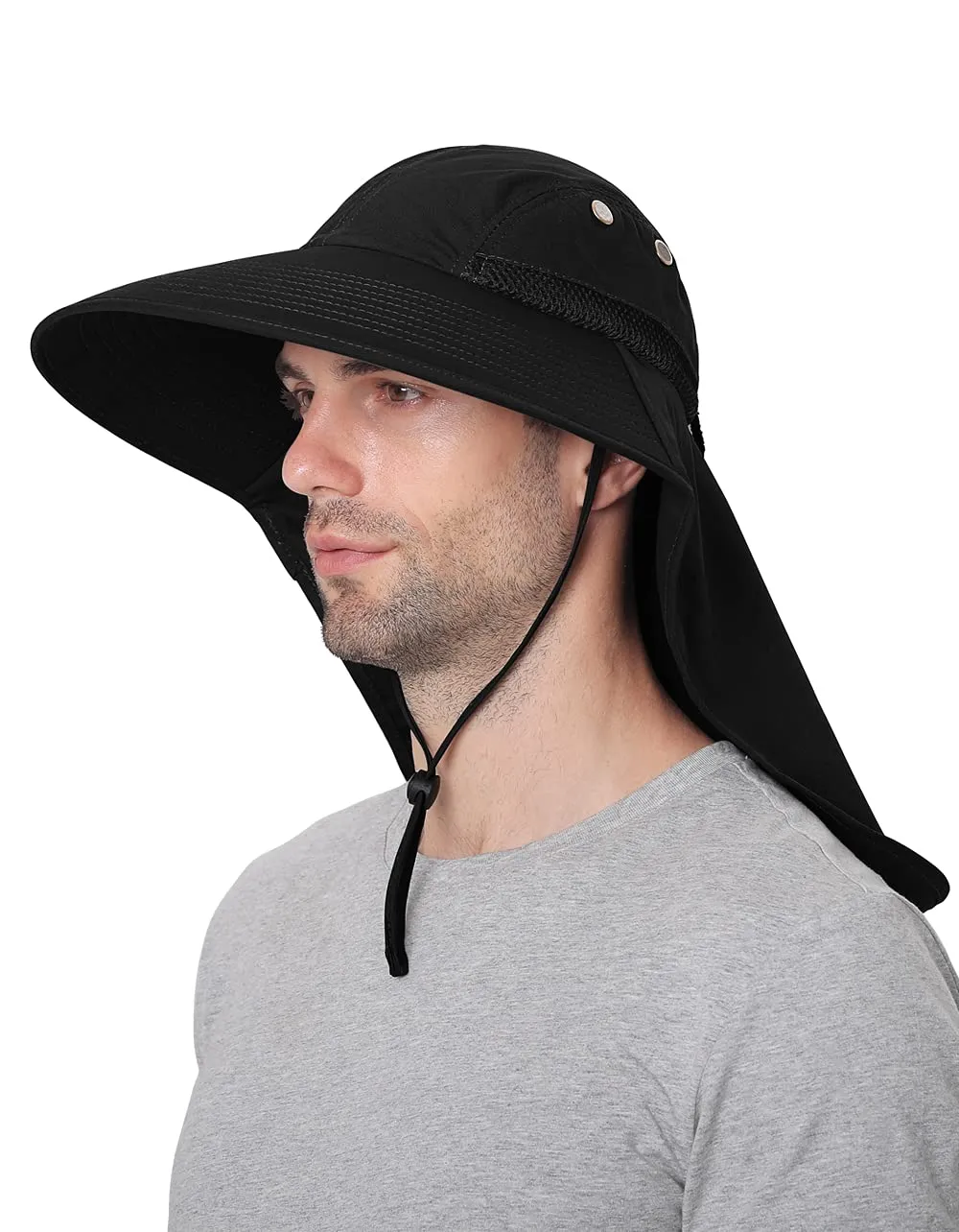 UV Protection Wide Brim Fishing Hat with Neck Flap