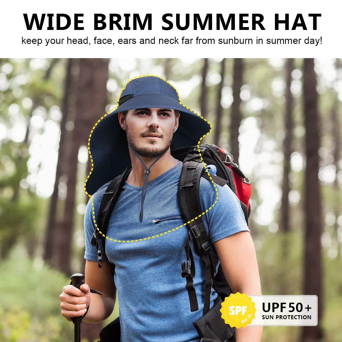 UV Protection Wide Brim Fishing Hat with Neck Flap
