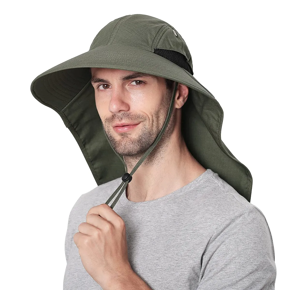 UV Protection Wide Brim Fishing Hat with Neck Flap