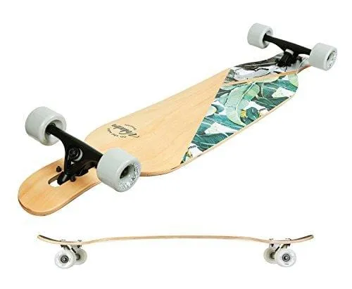 VOLADOR 42inch Freeride Longboard Complete Cruiser (Drop Through Deck - Camber concave)(Banana Tree)