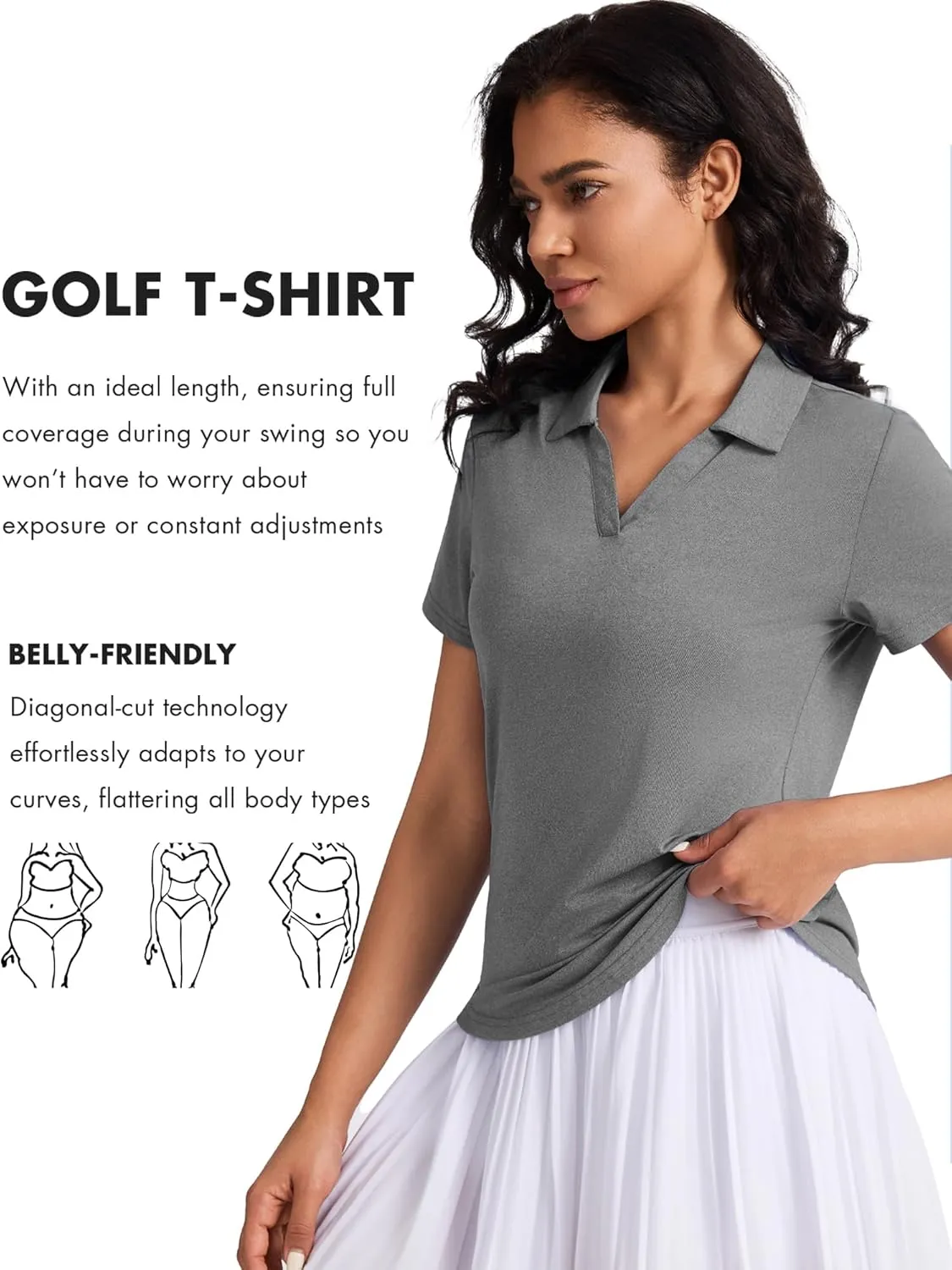 Women's Golf Tennis Shirts Short Sleeve Polo Collared V Neck Workout Tops UV Protection Lightweight Moisture Wicking Shirt