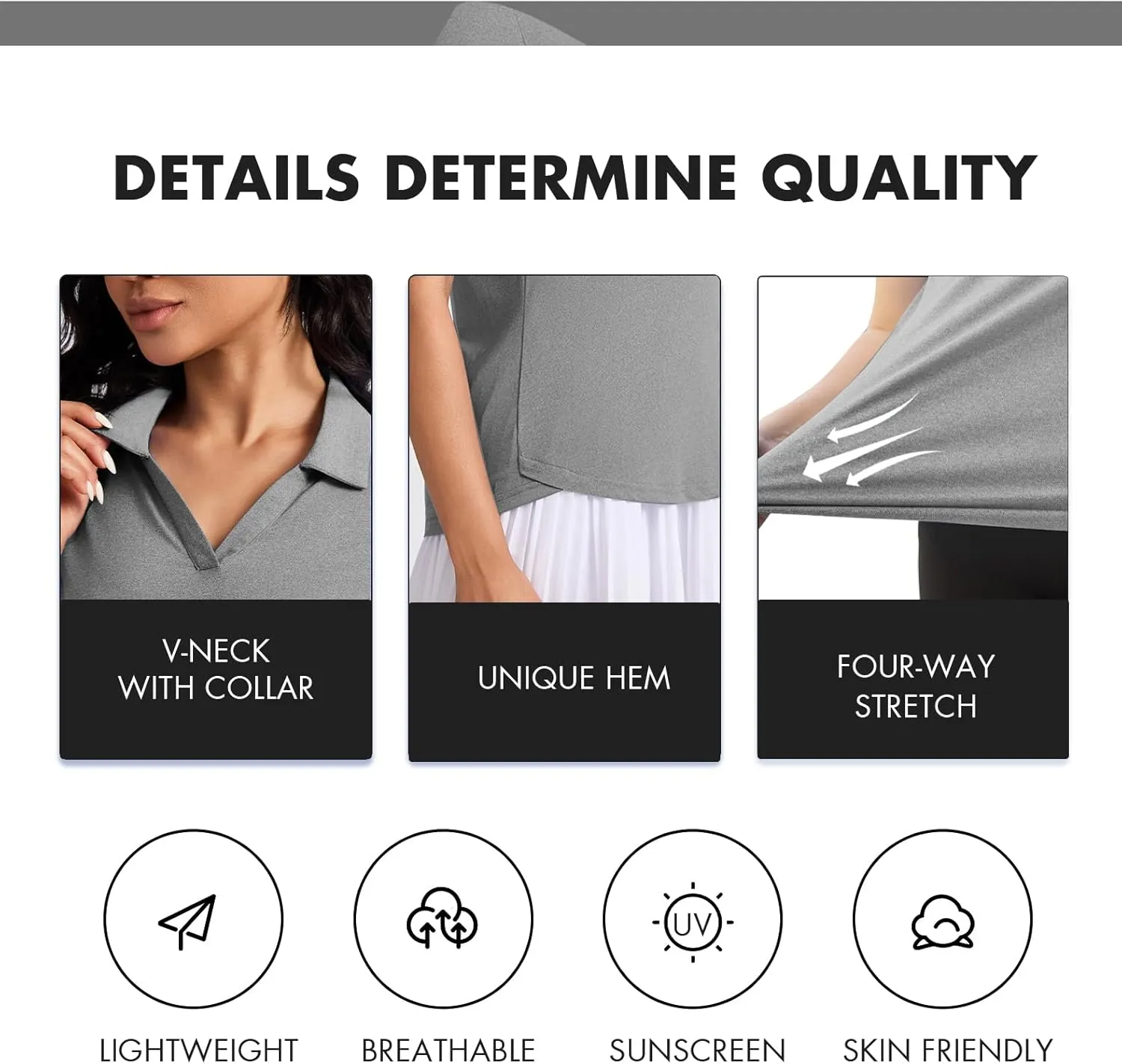 Women's Golf Tennis Shirts Short Sleeve Polo Collared V Neck Workout Tops UV Protection Lightweight Moisture Wicking Shirt