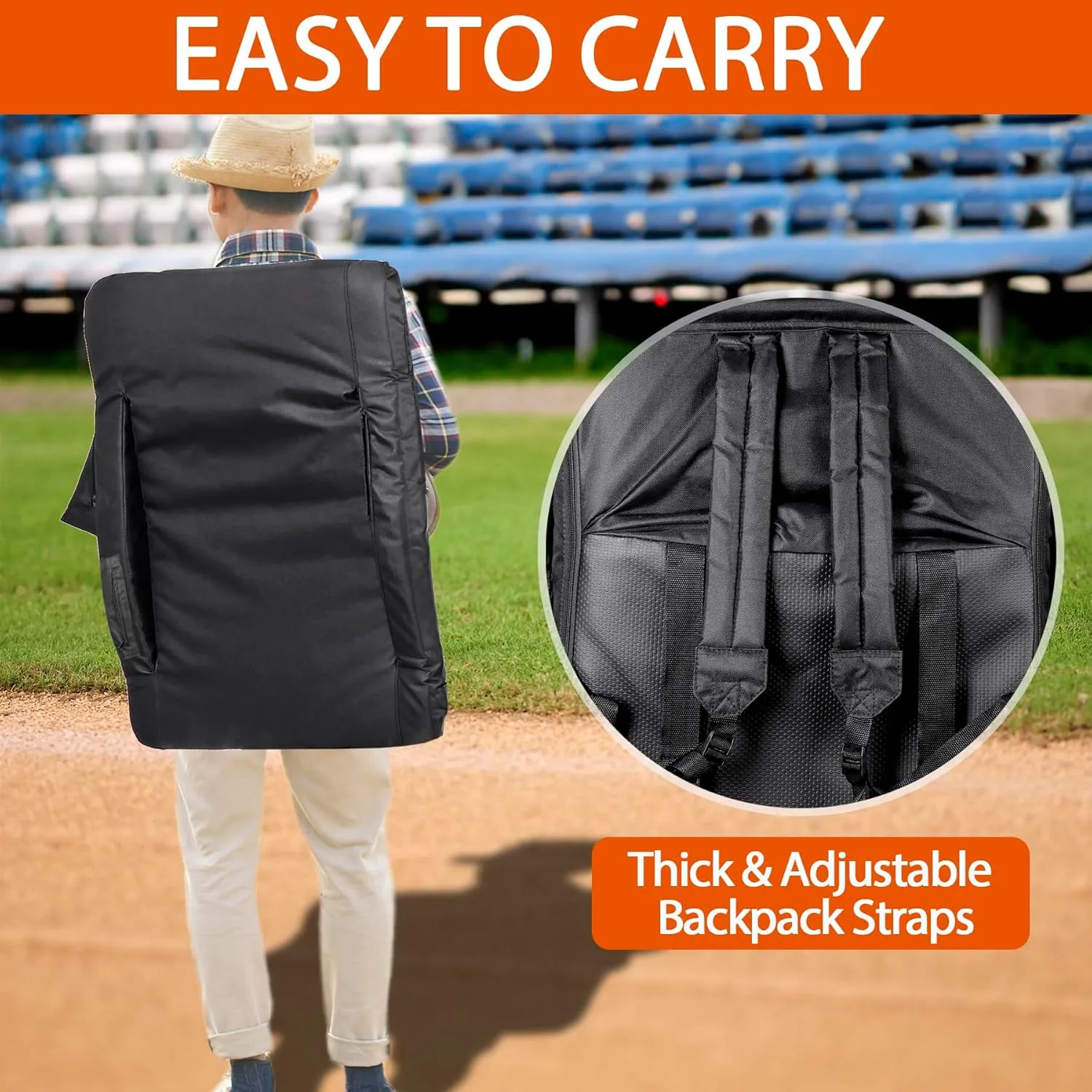 ZENY™ 25" Wide Stadium Seat for Bleachers w/Back Support Padded Cushion Portable Reclining Bleacher Seats Camping Stadium Chair Waterproof